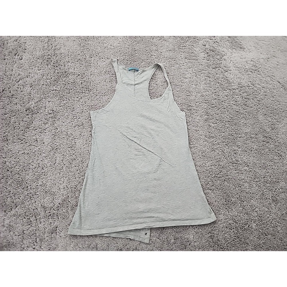 Alice + Olivia Tank Top Womens Size S Grey Pima Cotton Snap Back Racerback
